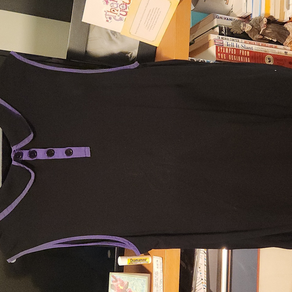 Modcloth Black and Purple Peter Pan Collar Dress - Picture 2 of 4